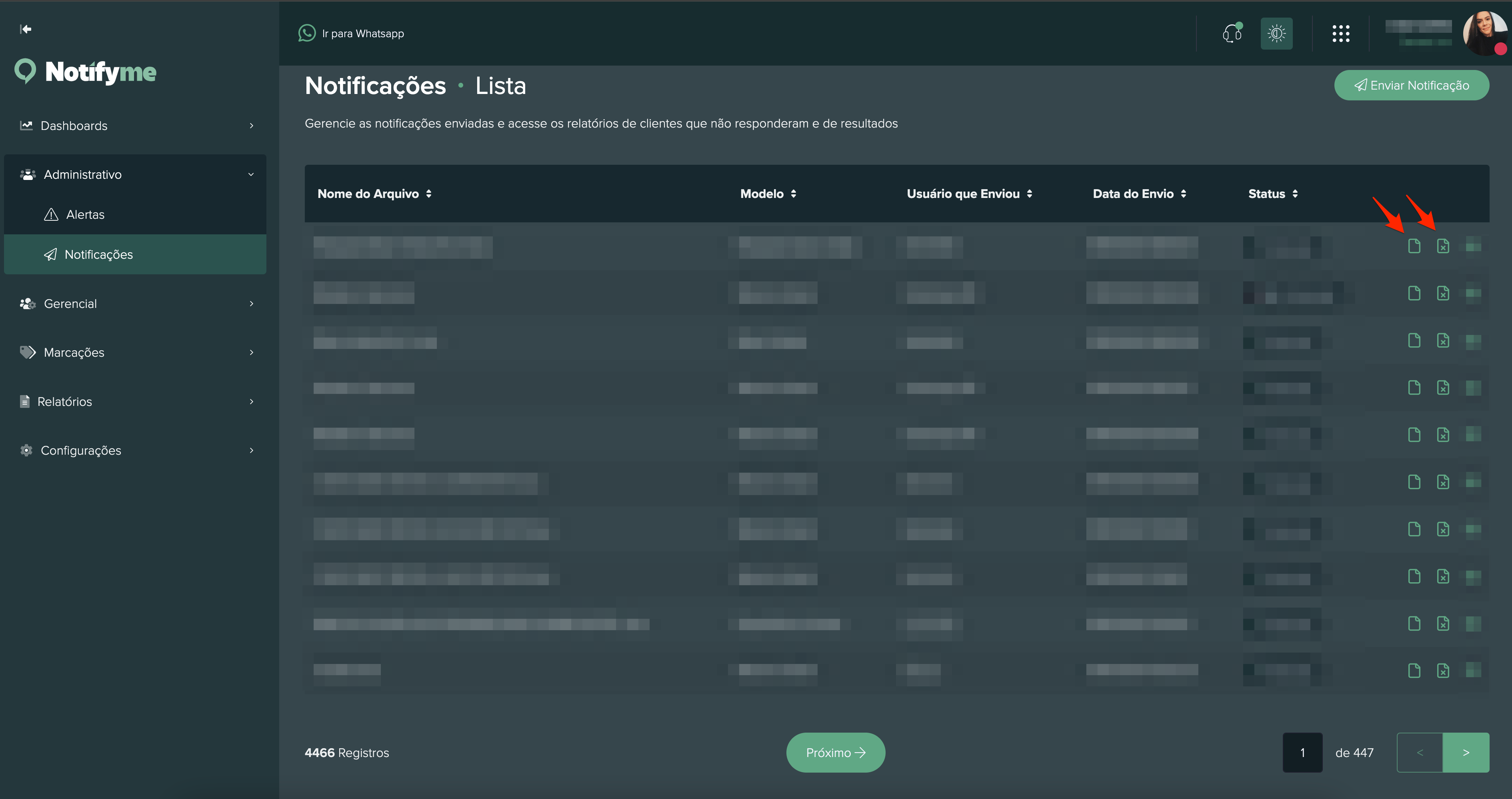 Dashboard Notificações Imagem 1